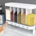 Wall-Mounted Dry Food Dispenser 6-Grid Cereal Dispensers Kitchen Food Storage Container, Grain For Kitchen, Home, Plastic, Transparent