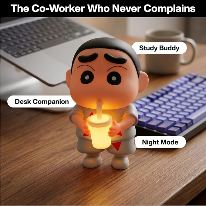 Shinchan Figure Lamp | 26 CM Collectible Toy for Desk, Bedside & Room Decor | Crayon Shinchan Night Light Showpiece