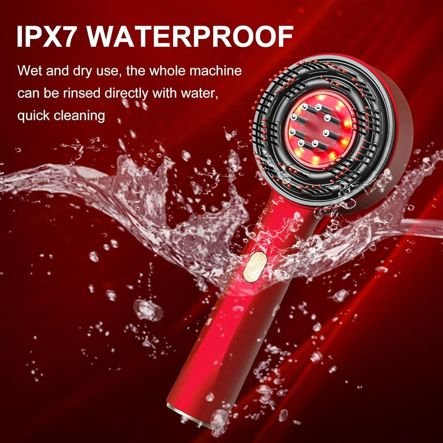 Head Scalp Electric Massager Comb | Scalp Massaging Brush with 2 In 1 Hair Oil Applicator | IPX7 Waterproof,Portable Deep Massager For Hair & Head Relaxation at Home | Shiatsu Massage for Hair Growth/Stress Relax(RED)