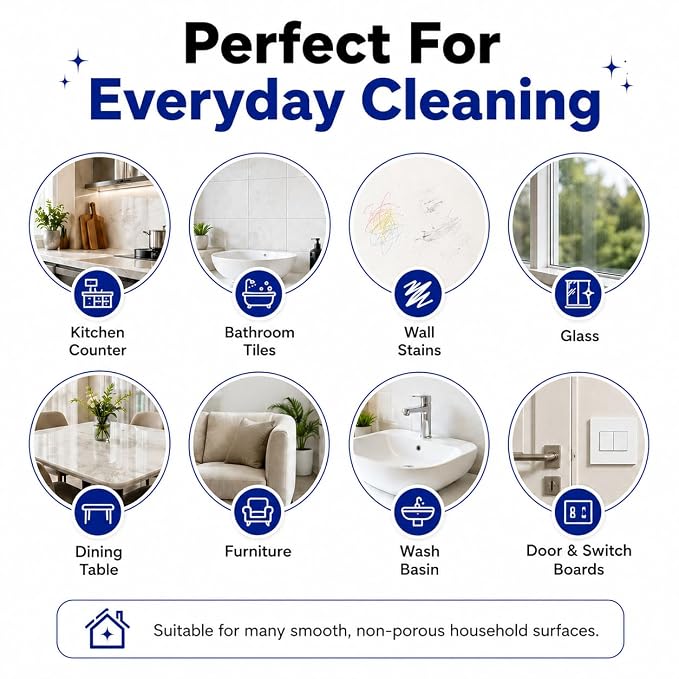 Magic Eraser Cleaning Sponge | Pack of 4 | Powerful Multi-Purpose Stain Remover | No Chemicals Required | Effortlessly Cleans Walls, Kitchens, Bathrooms, Shoes, Switch Boards & More