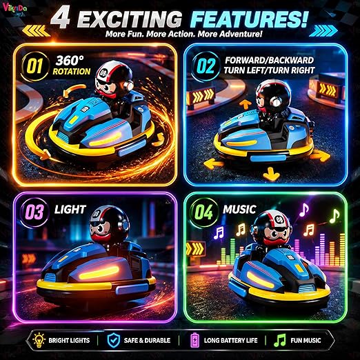 RC Bumper Cars for Toddlers (Pack of 2) | Remote Control Car Toys with Music, Lights & Water Spray – Fun Racing & Interactive Play for Kids