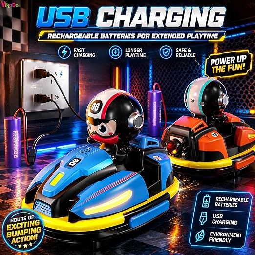 RC Bumper Cars for Toddlers (Pack of 2) | Remote Control Car Toys with Music, Lights & Water Spray – Fun Racing & Interactive Play for Kids