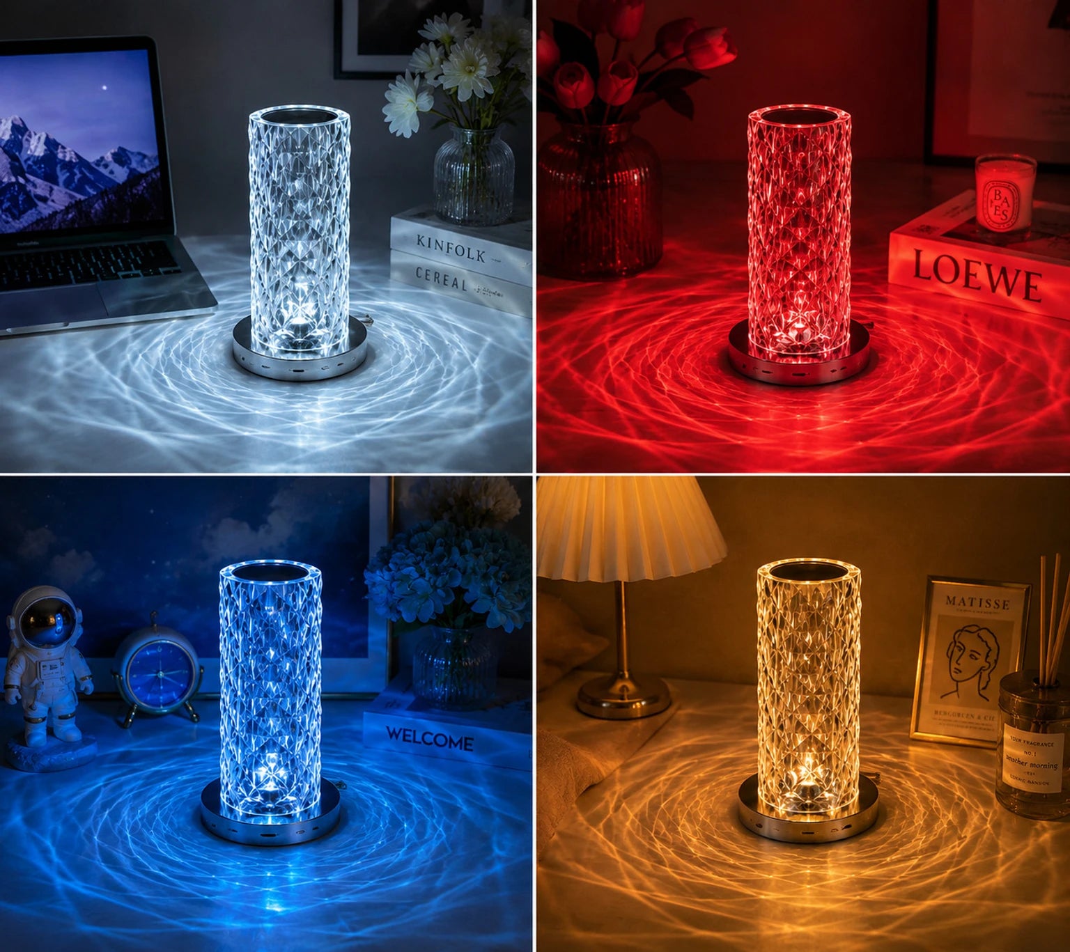 Allkart Crystal Diamond Night Lamp 16 Color RGB Changing LED Lights With USB Remot Night Lamp (8 cm, Multicolor)