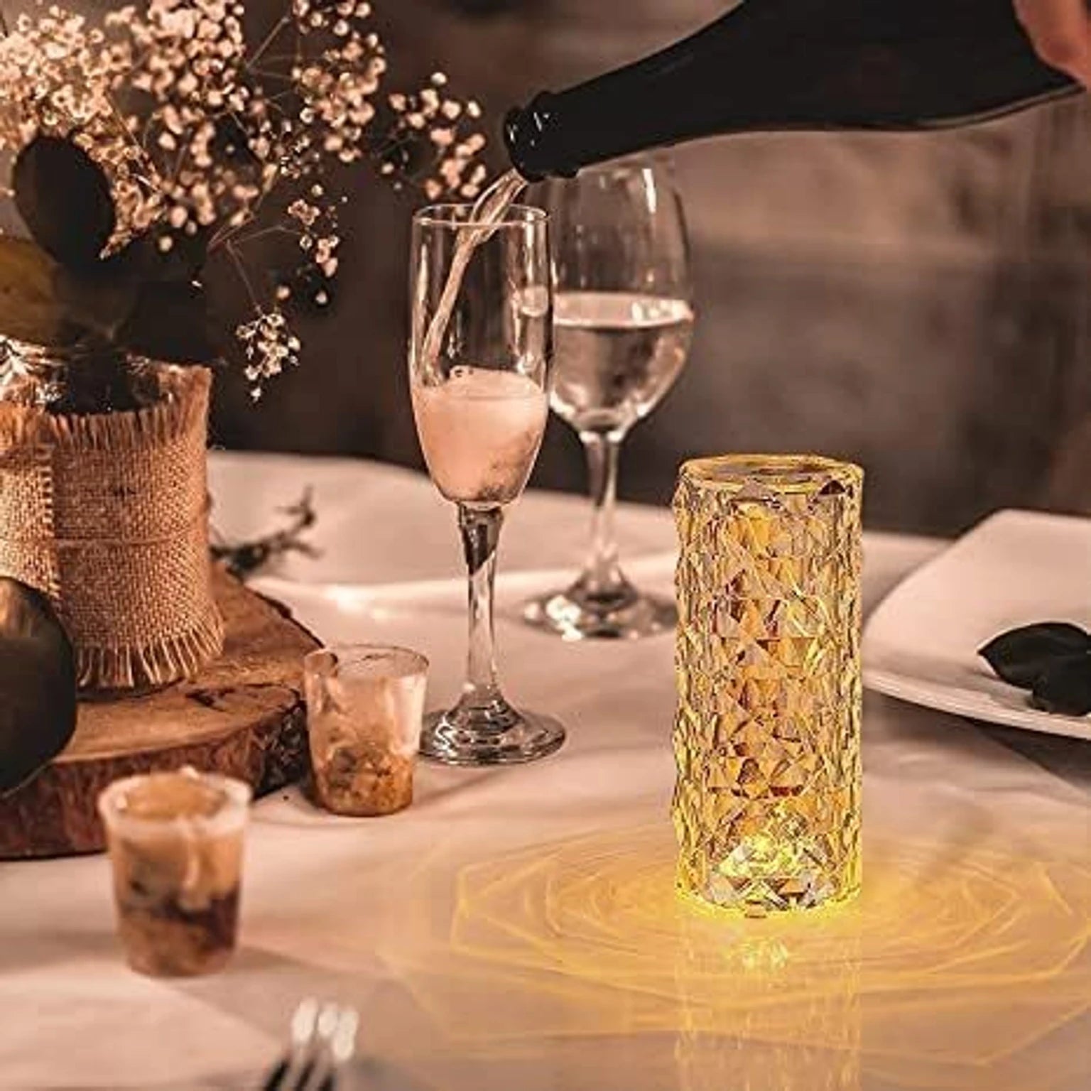Allkart Crystal Diamond Night Lamp 16 Color RGB Changing LED Lights With USB Remot Night Lamp (8 cm, Multicolor)
