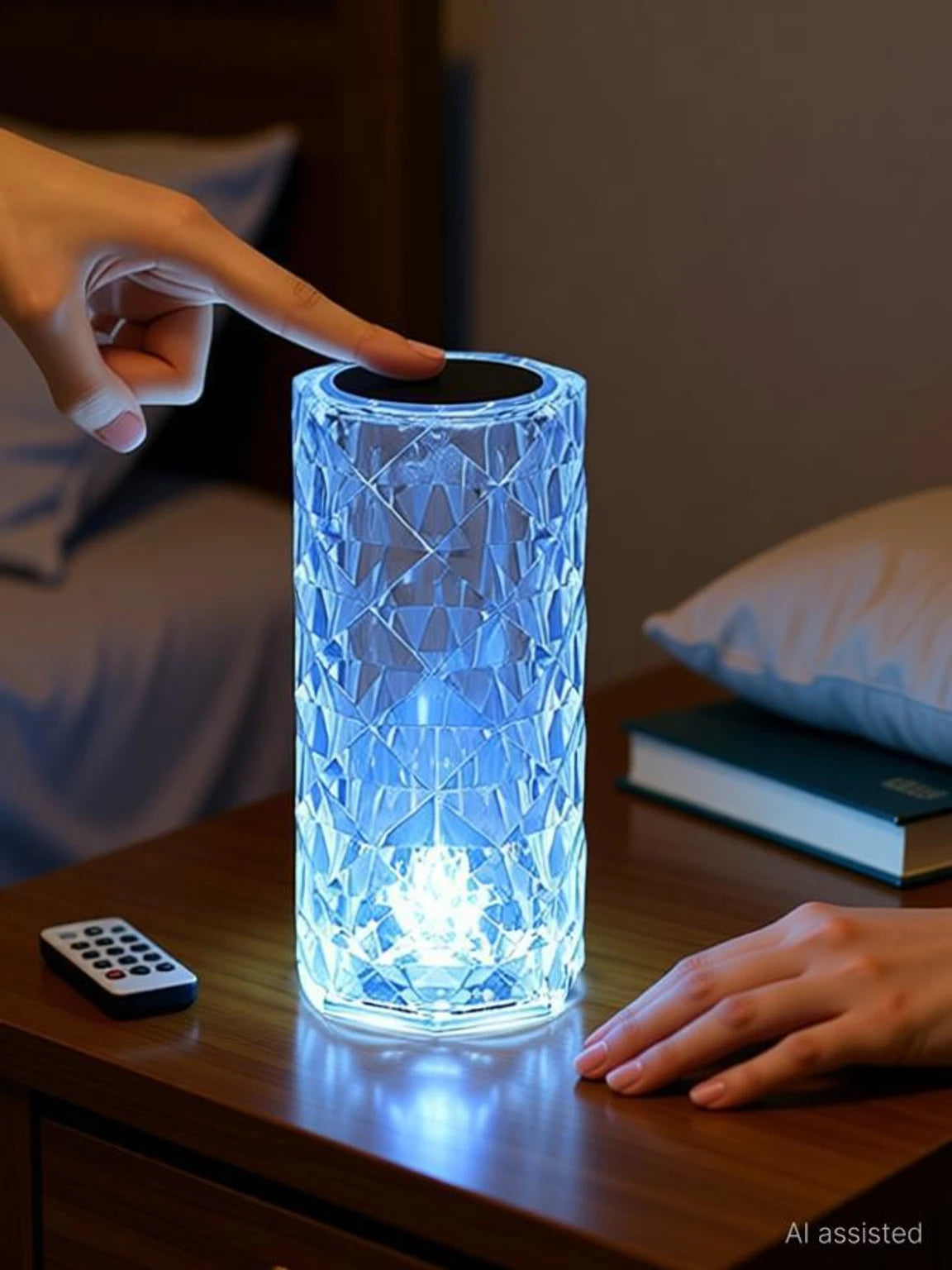 Allkart Crystal Diamond Night Lamp 16 Color RGB Changing LED Lights With USB Remot Night Lamp (8 cm, Multicolor)